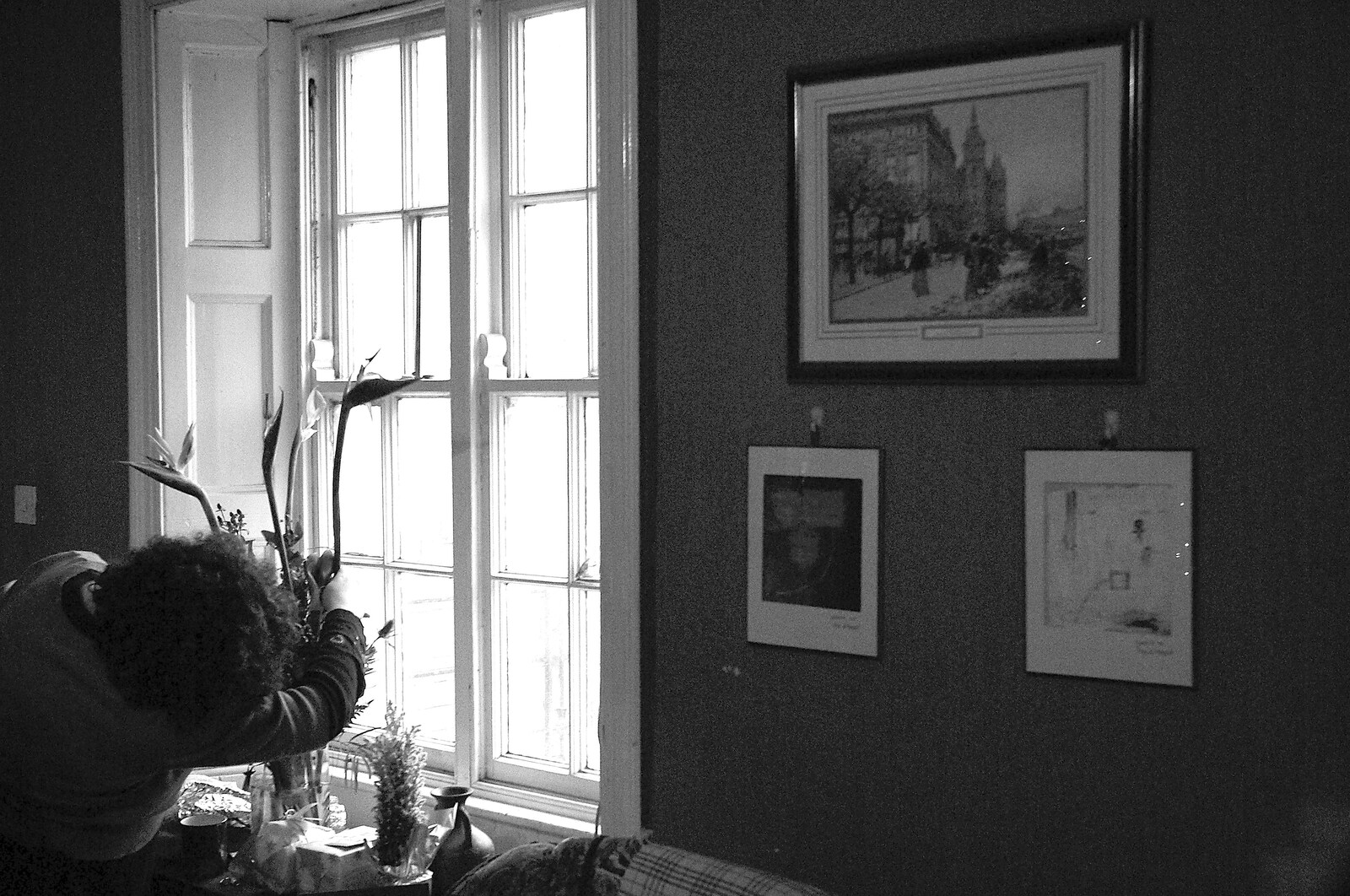 Louise arranges flowers by the window from The BBs at the Park Hotel, and Christmas in Blackrock, Dublin, Ireland - 25th December 2006