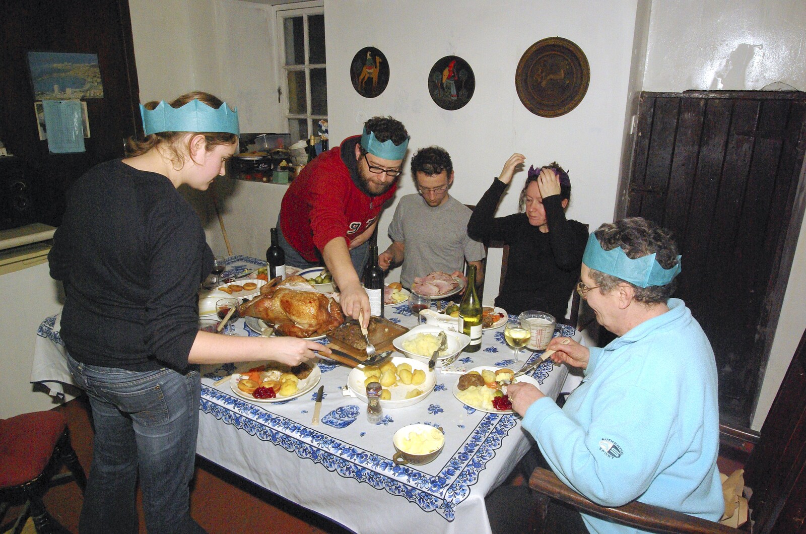 Noddy lunges for a roast potato from The BBs at the Park Hotel, and Christmas in Blackrock, Dublin, Ireland - 25th December 2006