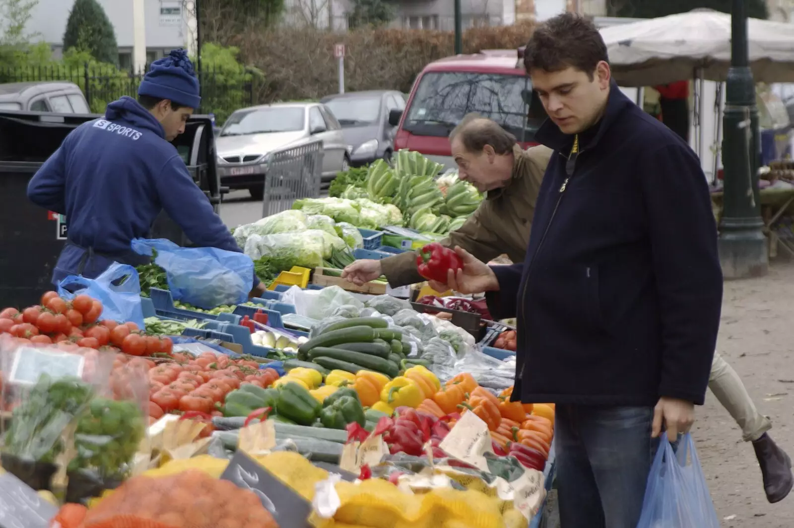 Pieter buys a red pepper, from The Christmas Markets of Brussels, Belgium - 1st January 2007