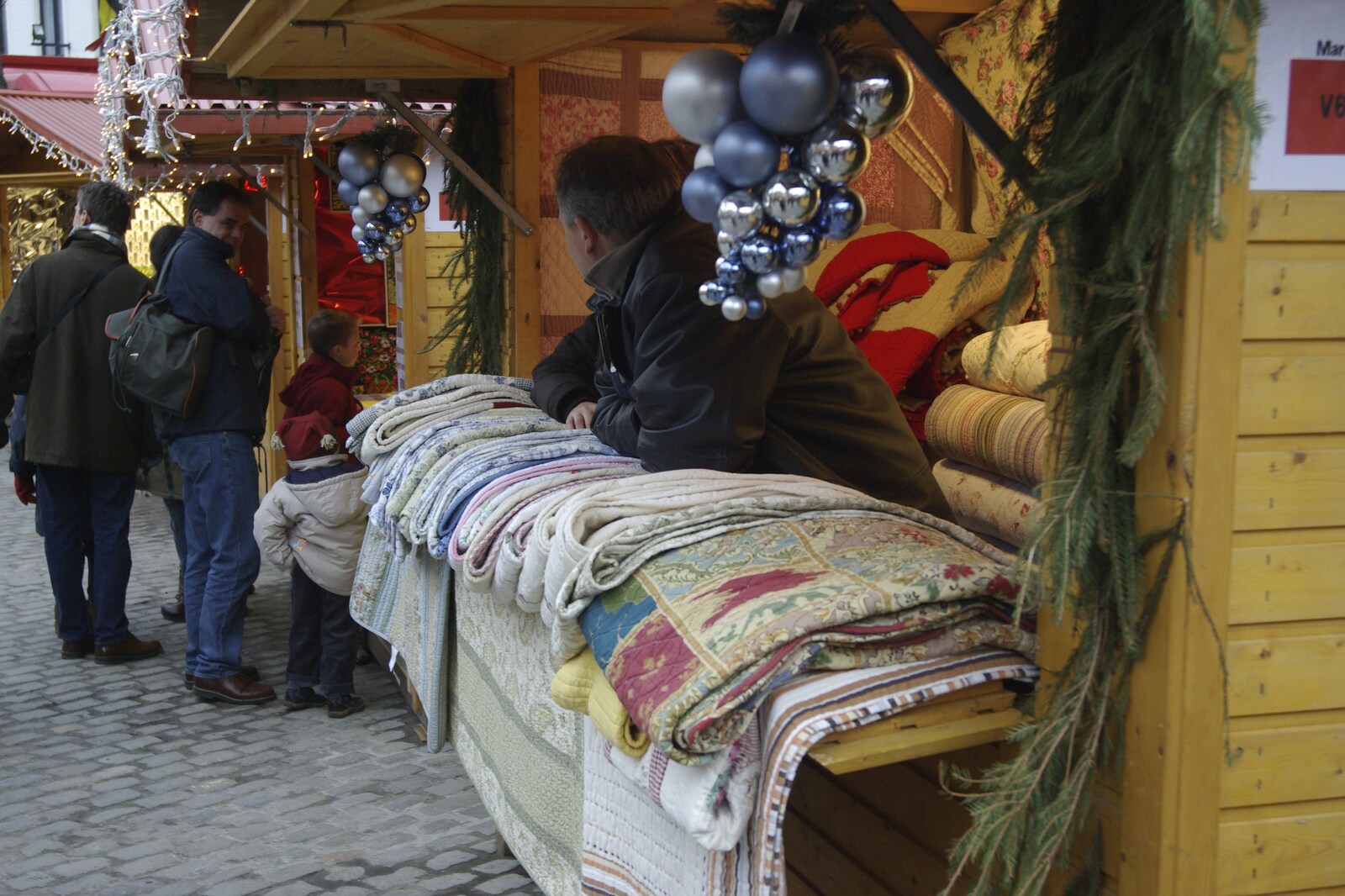 A rug seller from The Christmas Markets of Brussels, Belgium - 1st January 2007