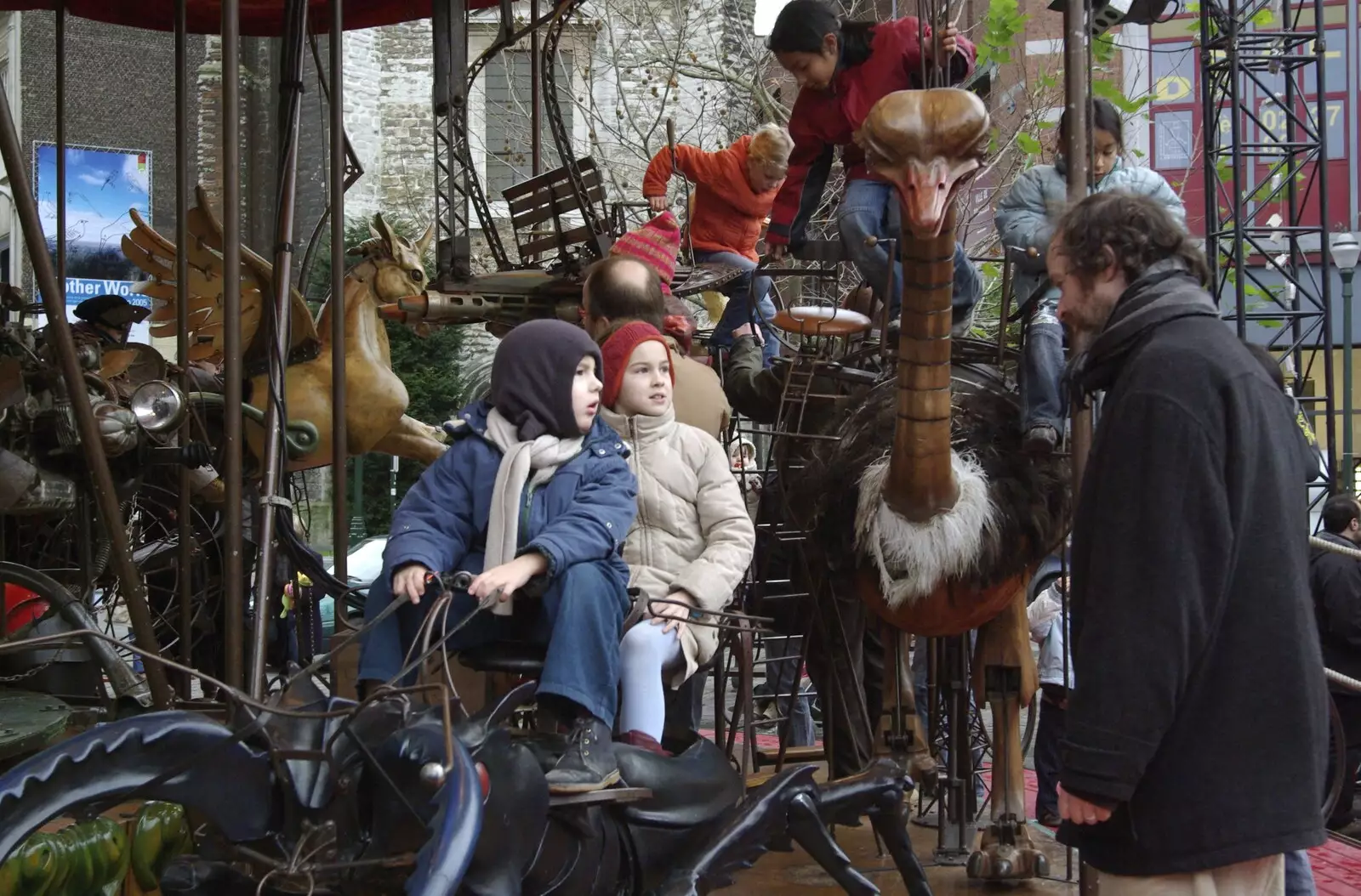 Kids on a great old-fashioned merry-go-round, from The Christmas Markets of Brussels, Belgium - 1st January 2007