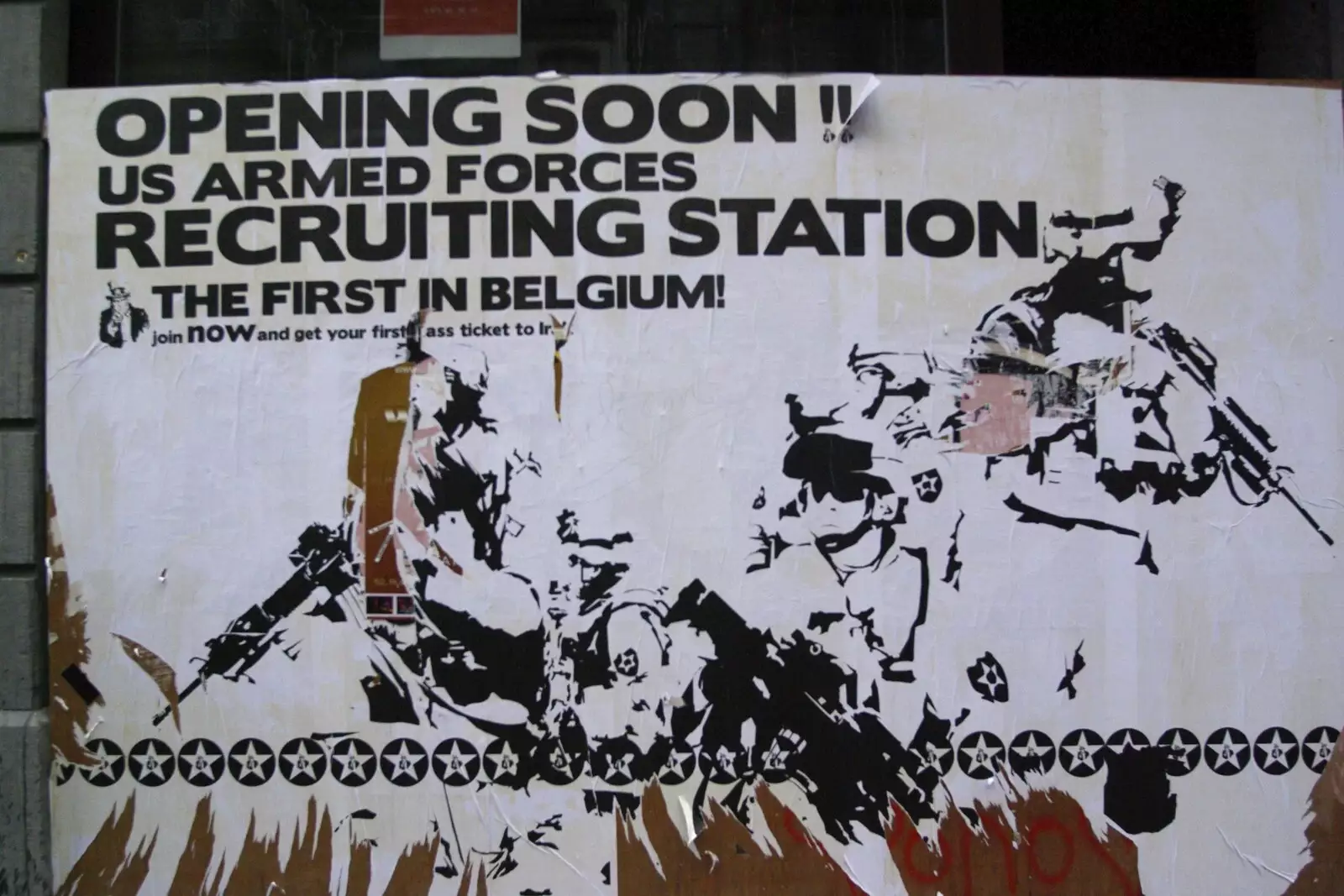 Satirical poster, from The Christmas Markets of Brussels, Belgium - 1st January 2007