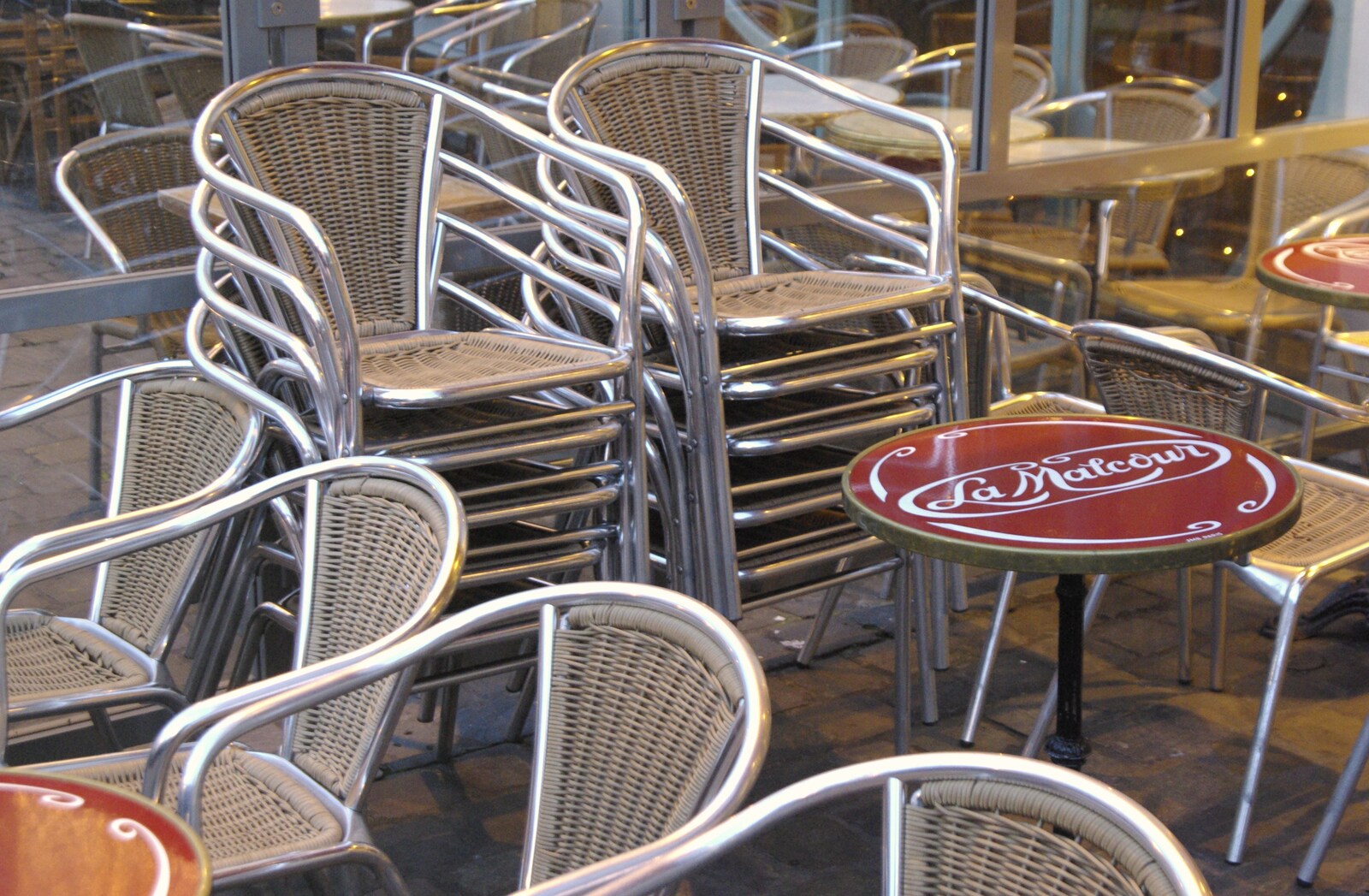 Stacked café chairs from The Christmas Markets of Brussels, Belgium - 1st January 2007