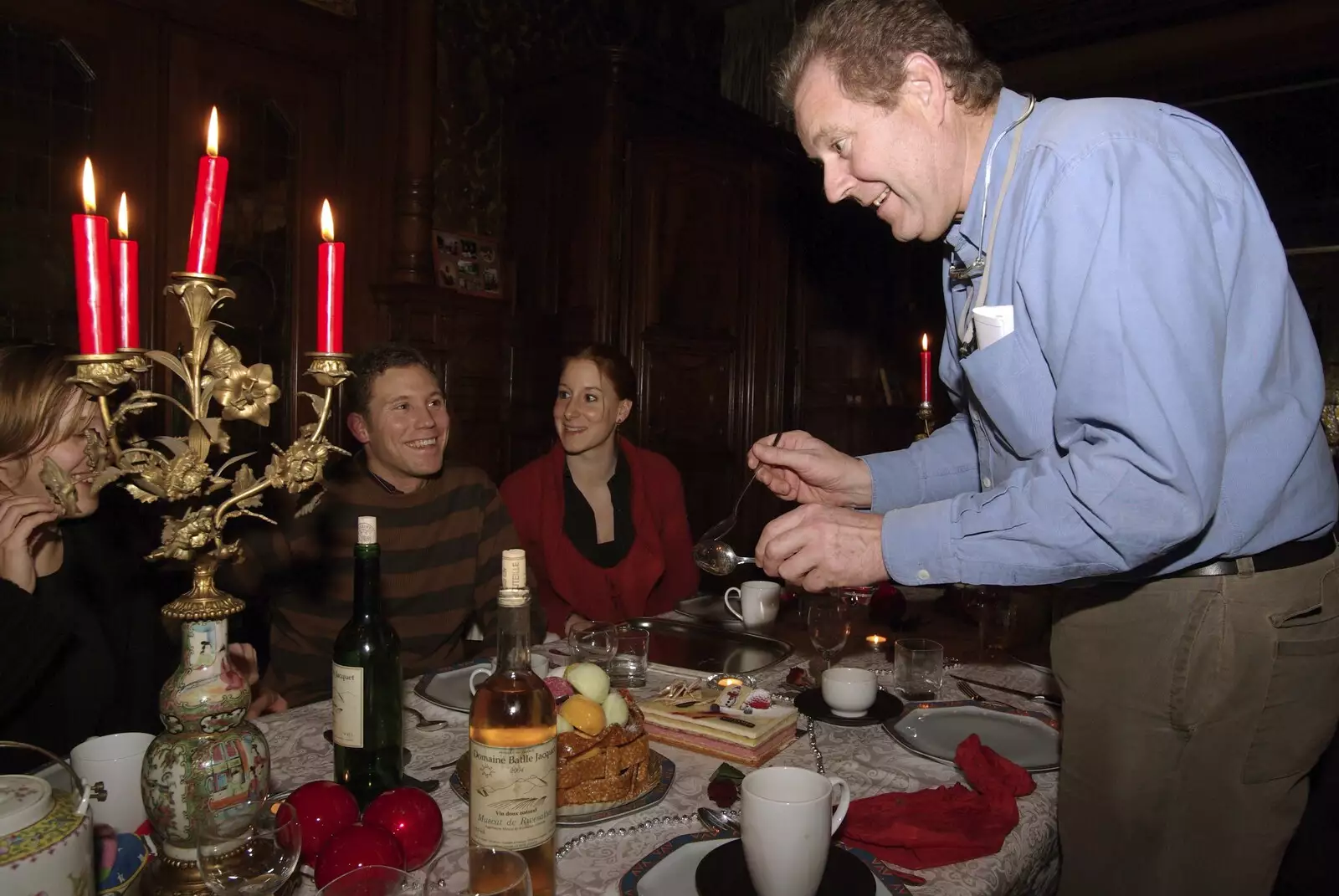 Dirk serves up some sort of pudding creation, from The Christmas Markets of Brussels, Belgium - 1st January 2007