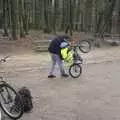 Pieter helps Natan learn wheelies, The Christmas Markets of Brussels, Belgium - 1st January 2007