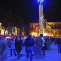 Crowds under a blue light, The Christmas Markets of Brussels, Belgium - 1st January 2007