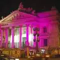 A grand building lit up in pink, The Christmas Markets of Brussels, Belgium - 1st January 2007