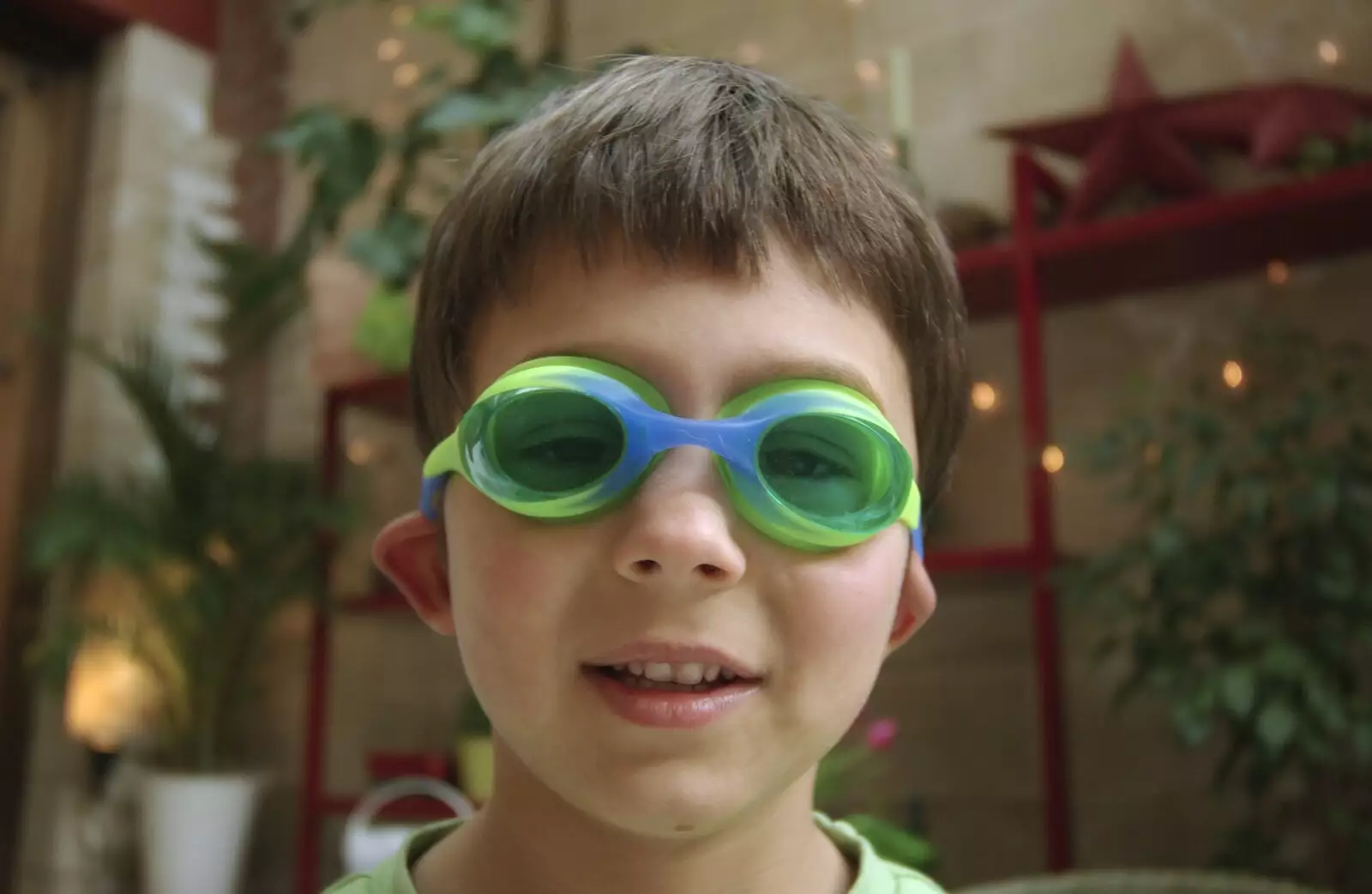 Natan shows off his swimming goggles, from The Christmas Markets of Brussels, Belgium - 1st January 2007