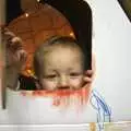 Kai peers out of the cardboard Wendy House, The Christmas Markets of Brussels, Belgium - 1st January 2007