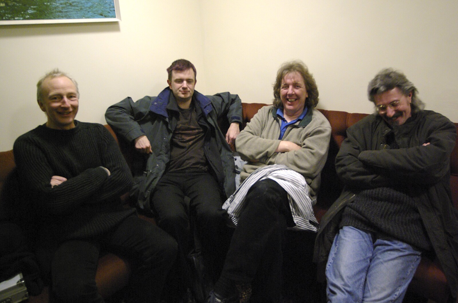 Four geezers in the Green Room from Taptu: A New Start-up, and The BBs at the Apollo Rooms, Harleston - 3rd February 2007