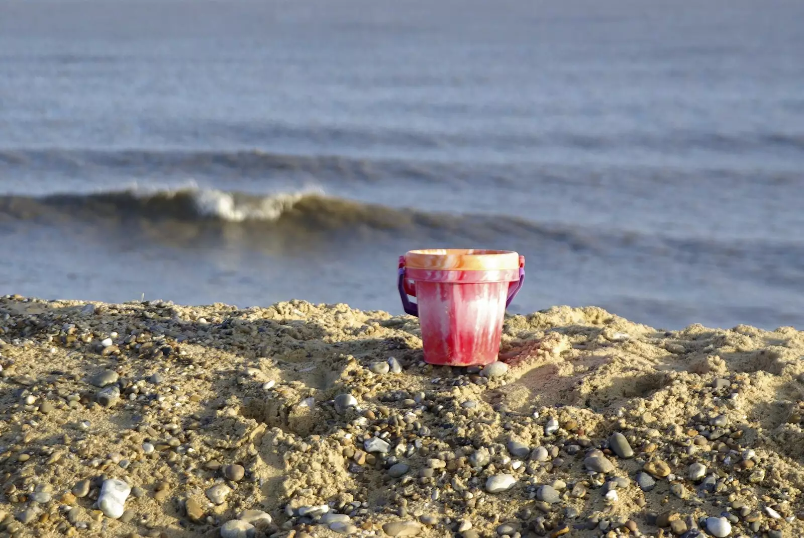 A couple of stacked buckets sit unused on the sand, from From East End to East Coast: Brick Lane and Walberswick, London and Suffolk - 9th February 2007