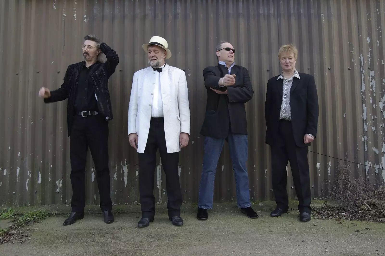 The band outside Jewson's sheds on Fair Green, from Biohazards, the BSCC Valentine's Day Ride and a Photo Shoot, Diss, Norfolk - 15th February 2007