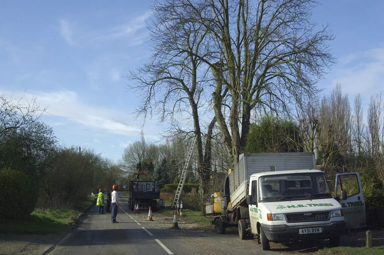 There's some tree surgery on the road to Finningham, from A Swiss Fondue with Bus-Stop Rachel and Sam, Gwydir Street, Cambridge - 1st March 2007