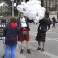 Men in kilts hand out balloons on Columbus Circle, A Central Park Marathon, Les Paul at the Iridium Club and an Empire State Sunset, New York, US - 25th March 2007