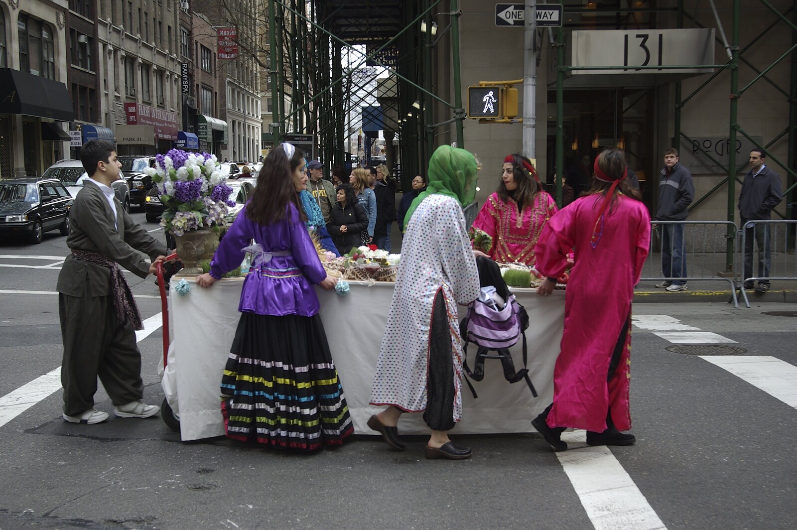 Persian Day Parade, Upper East Side and Midtown, New York, US - 25th March 2007: A table of food is carried around