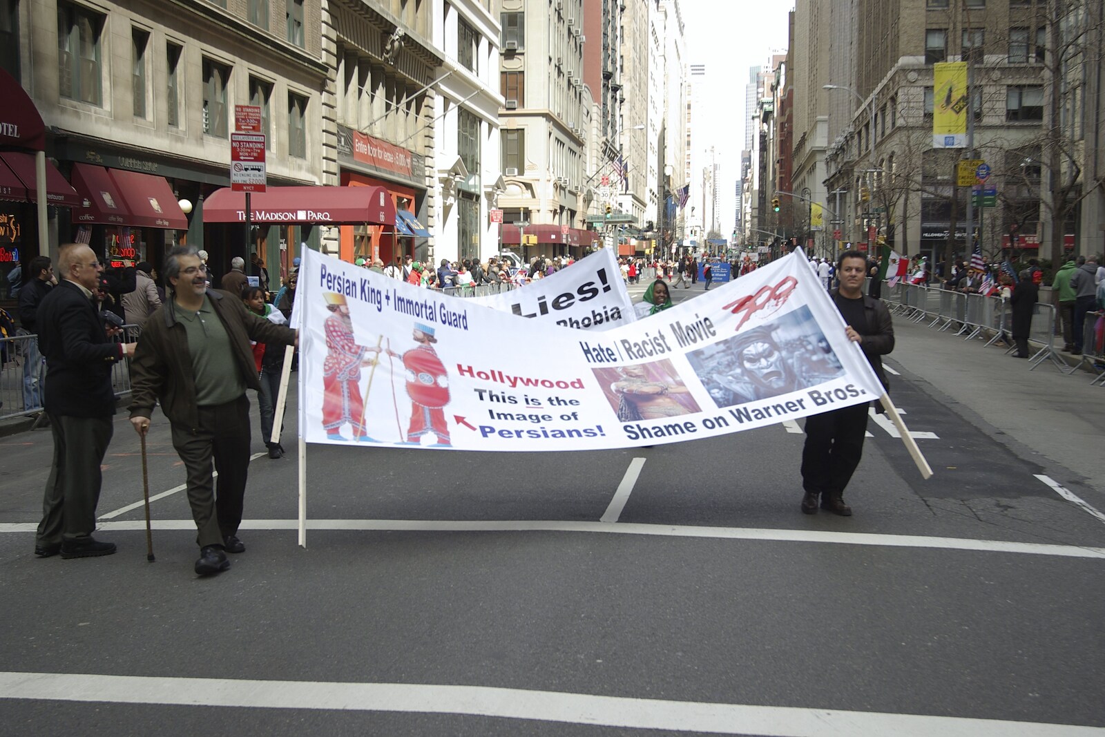 Persian Day Parade, Upper East Side and Midtown, New York, US - 25th March 2007: Some anti-Hollywood protest