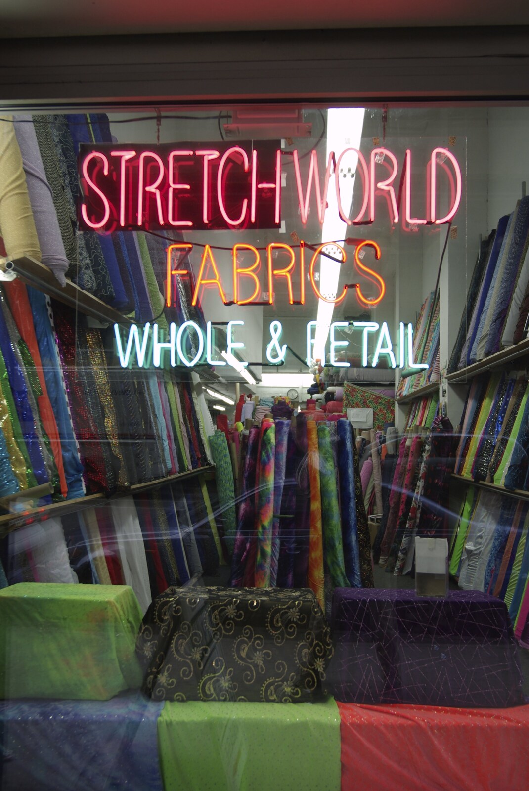 Persian Day Parade, Upper East Side and Midtown, New York, US - 25th March 2007: Stretchworld Fabrics neon