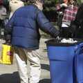 A homeless dude checks the bins for food, Crossing Brooklyn Bridge, New York, US - 26th March 2007