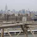 A view of the Empire State from Brooklyn Bridge, Crossing Brooklyn Bridge, New York, US - 26th March 2007