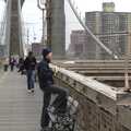 Some dude looks out over the city, Crossing Brooklyn Bridge, New York, US - 26th March 2007