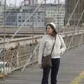 Isobel pauses, Crossing Brooklyn Bridge, New York, US - 26th March 2007