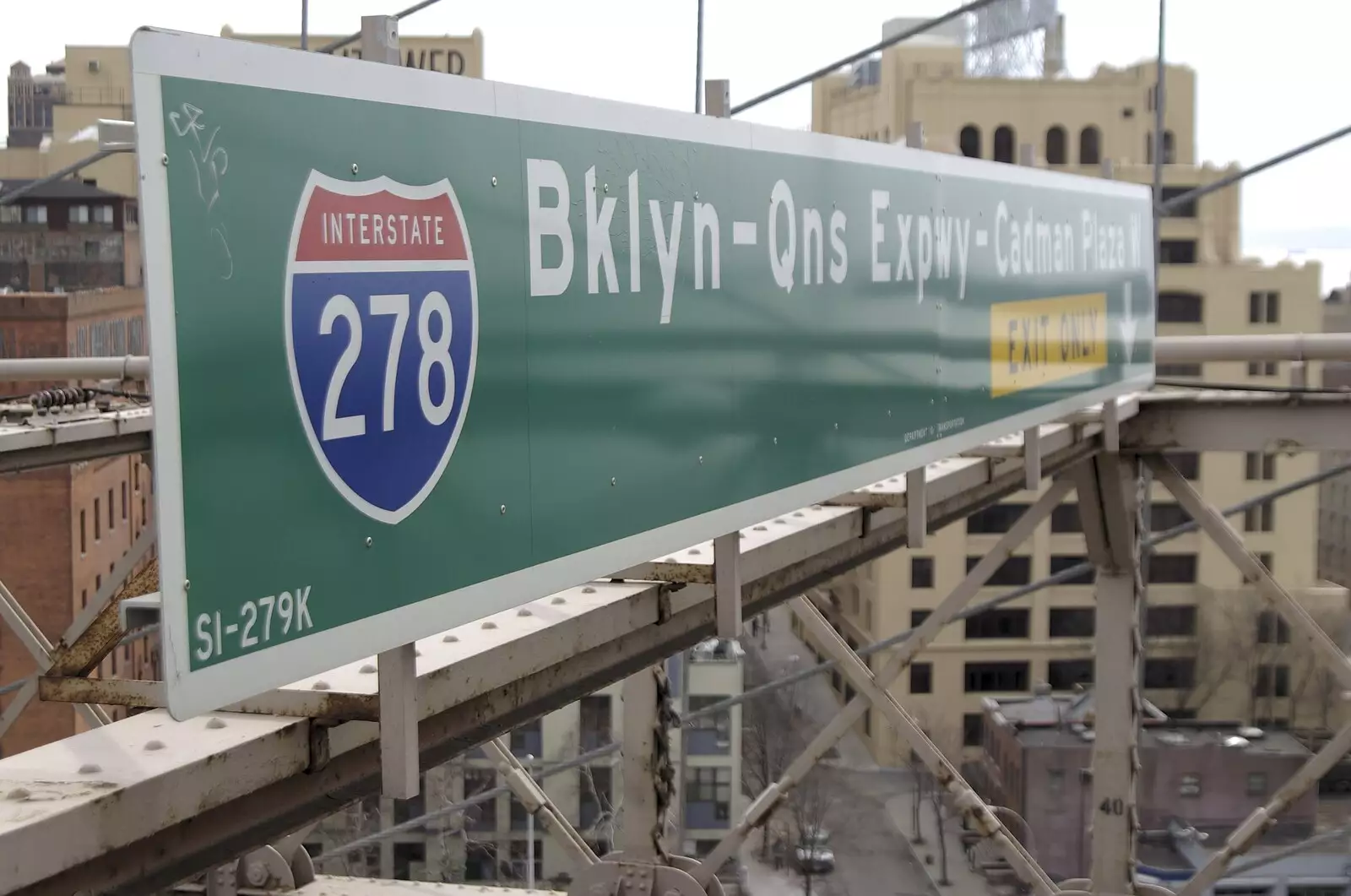 A sign for Interstate 278, from Crossing Brooklyn Bridge, New York, US - 26th March 2007