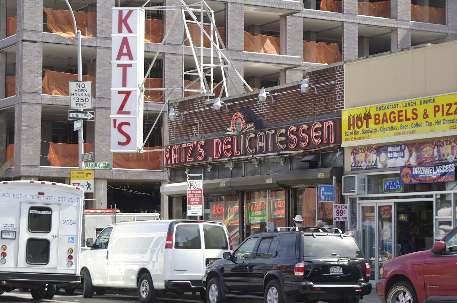 Liberty Island, A Helicopter Trip and Madison Square Basketball, New York, US - 27th March 2007: Katz's Deli