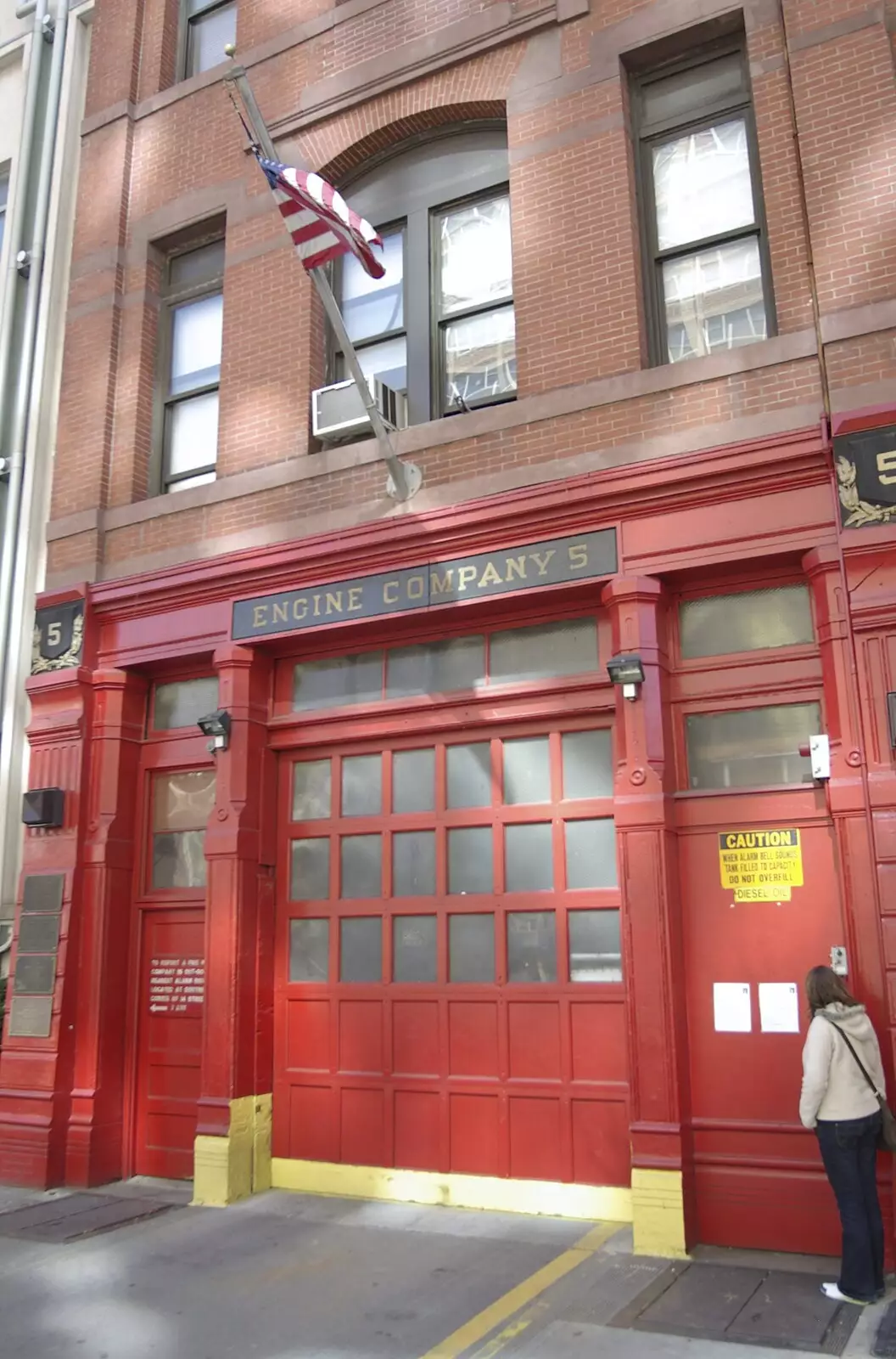 Isobel outside Engine Company No. 5, from Liberty Island, A Helicopter Trip and Madison Square Basketball, New York, US - 27th March 2007