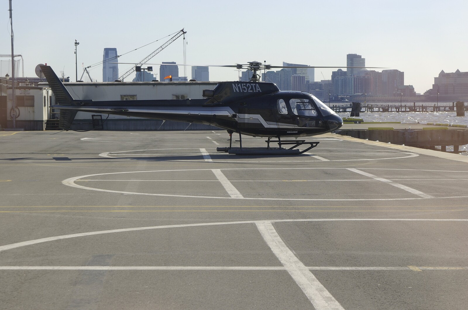 Liberty Island, A Helicopter Trip and Madison Square Basketball, New York, US - 27th March 2007: Our helicopter awaits