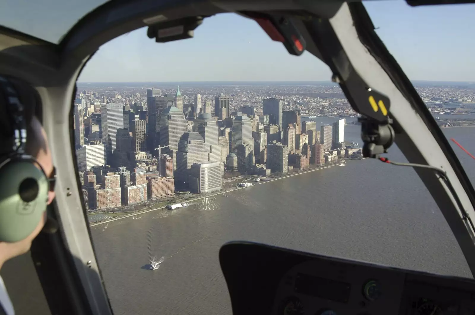 The pilot's view, from Liberty Island, A Helicopter Trip and Madison Square Basketball, New York, US - 27th March 2007