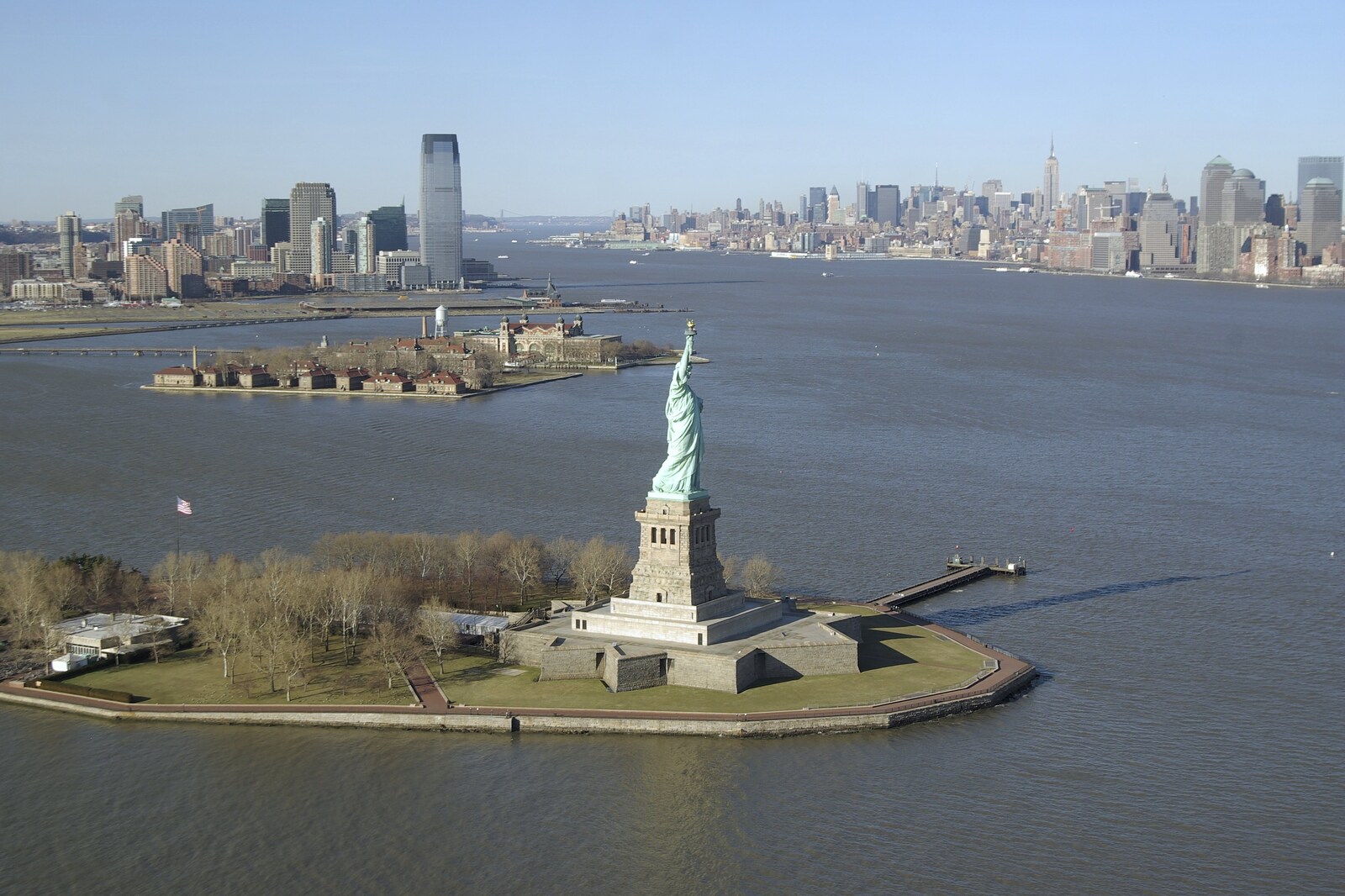The Statue of Liberty from Liberty Island, A Helicopter Trip and Madison Square Basketball, New York, US - 27th March 2007