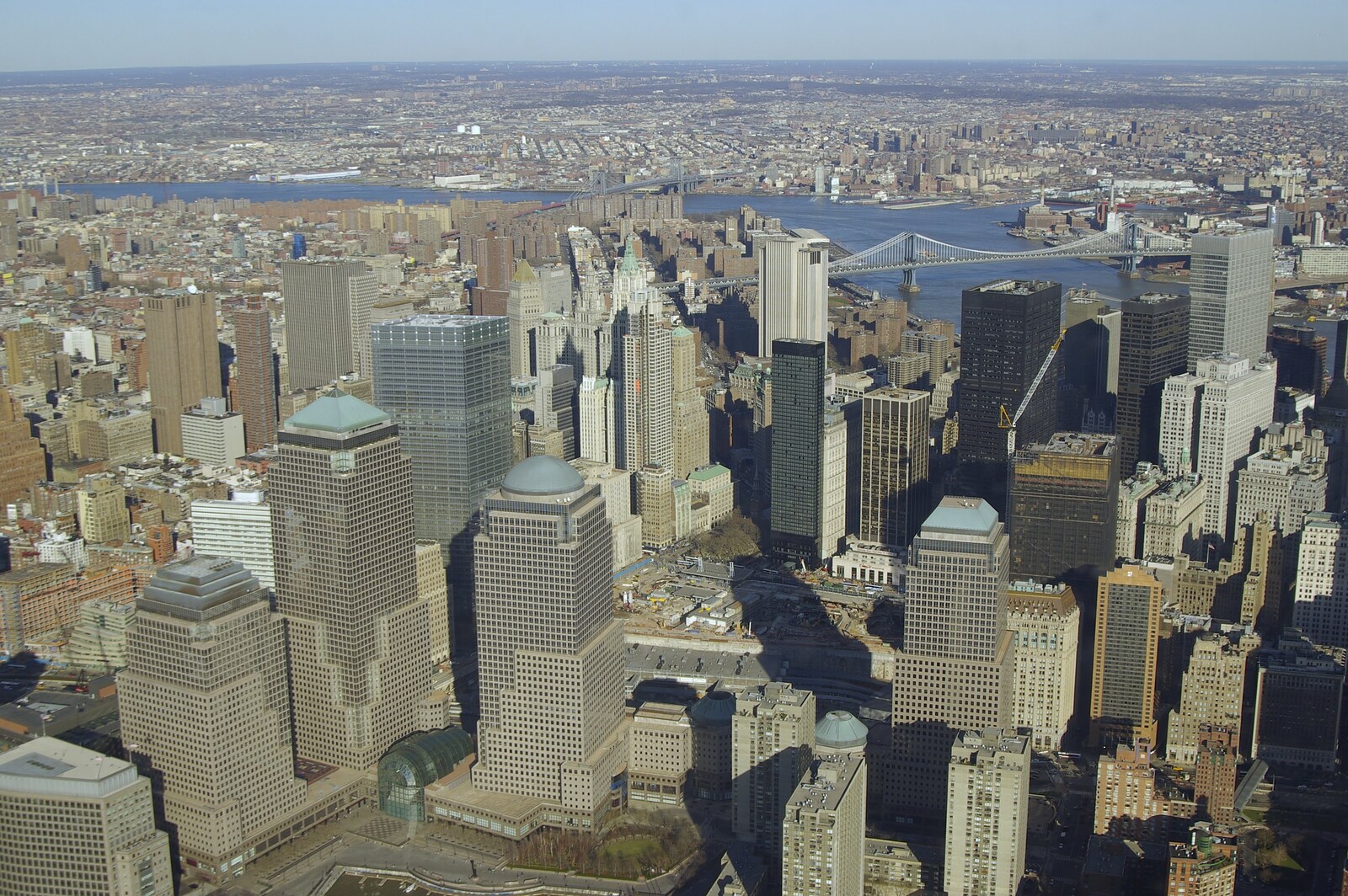 Liberty Island, A Helicopter Trip and Madison Square Basketball, New York, US - 27th March 2007: The World Trade Center site and Ground Zero