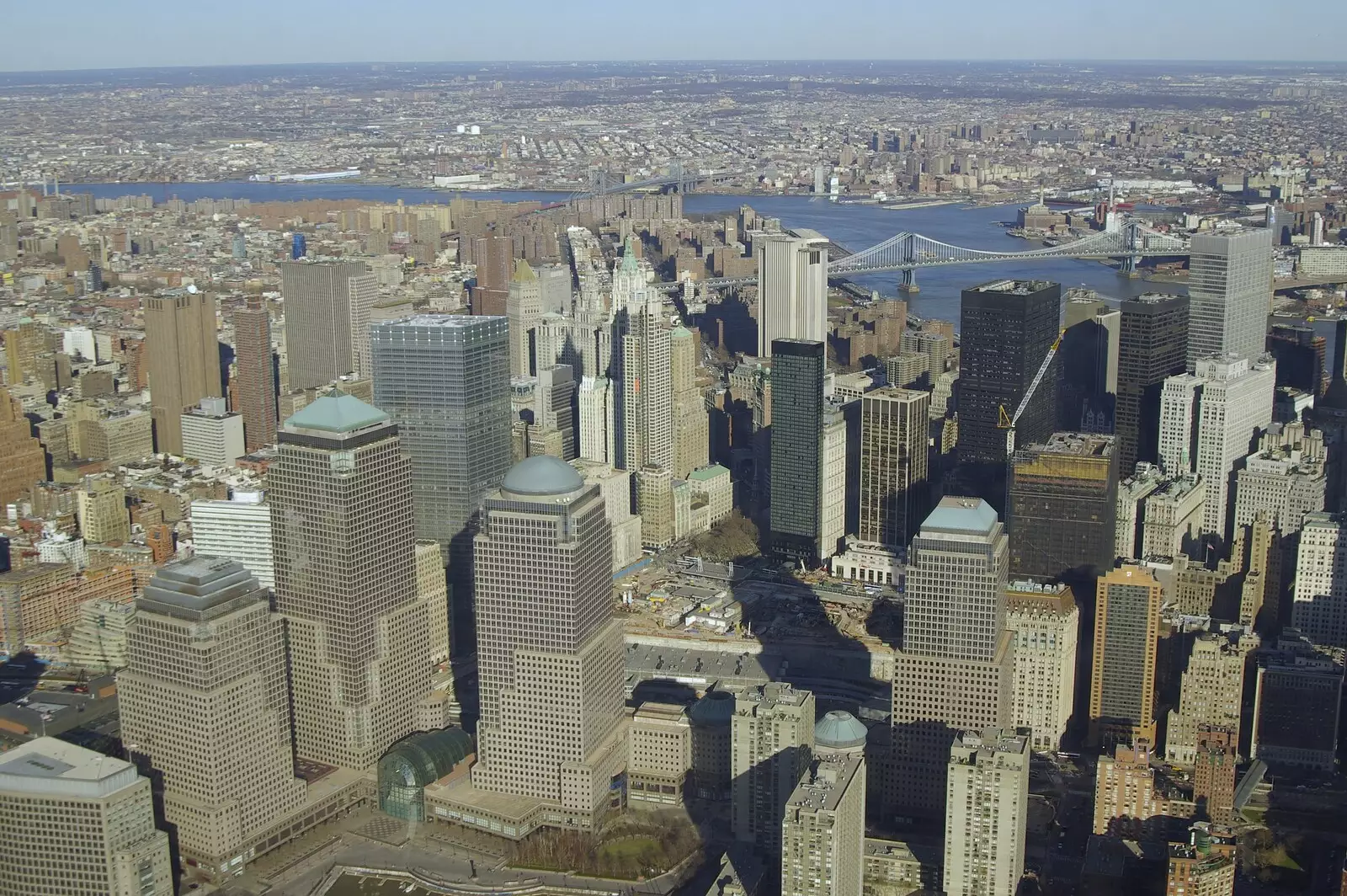 The World Trade Center site and Ground Zero, from Liberty Island, A Helicopter Trip and Madison Square Basketball, New York, US - 27th March 2007