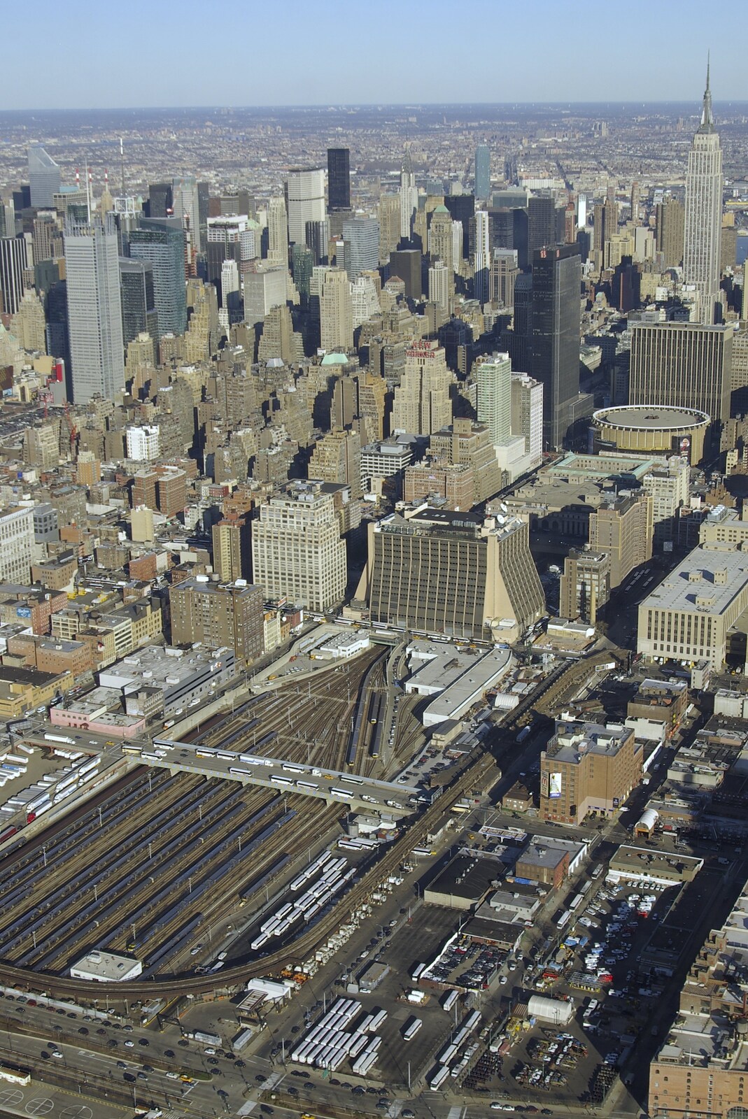 Liberty Island, A Helicopter Trip and Madison Square Basketball, New York, US - 27th March 2007: The railway depot and the elevated railway