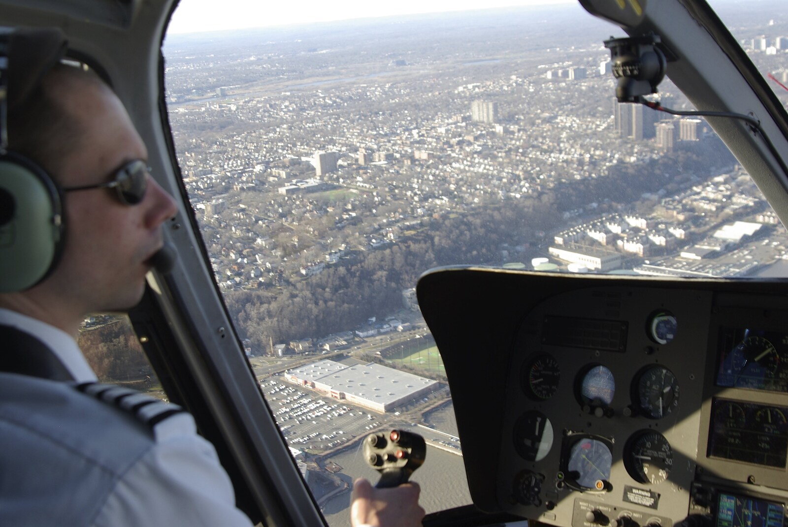 Liberty Island, A Helicopter Trip and Madison Square Basketball, New York, US - 27th March 2007: The pilot again 