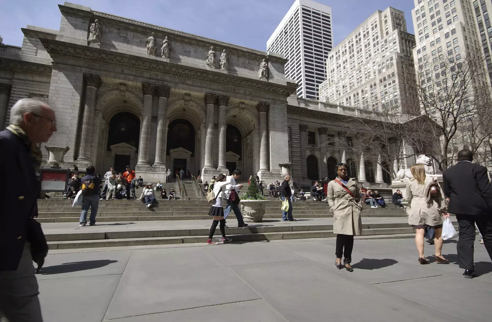 Outside the New York Public Library, from Liberty Island, A Helicopter Trip and Madison Square Basketball, New York, US - 27th March 2007