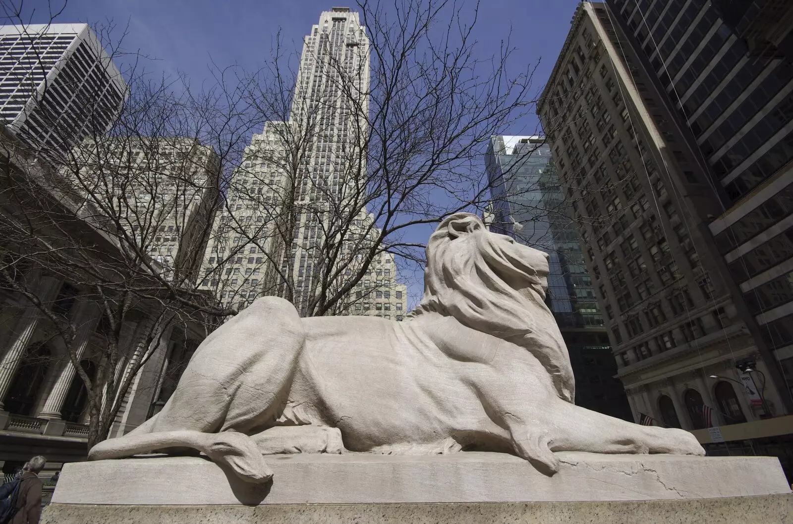 The library lions, from Liberty Island, A Helicopter Trip and Madison Square Basketball, New York, US - 27th March 2007