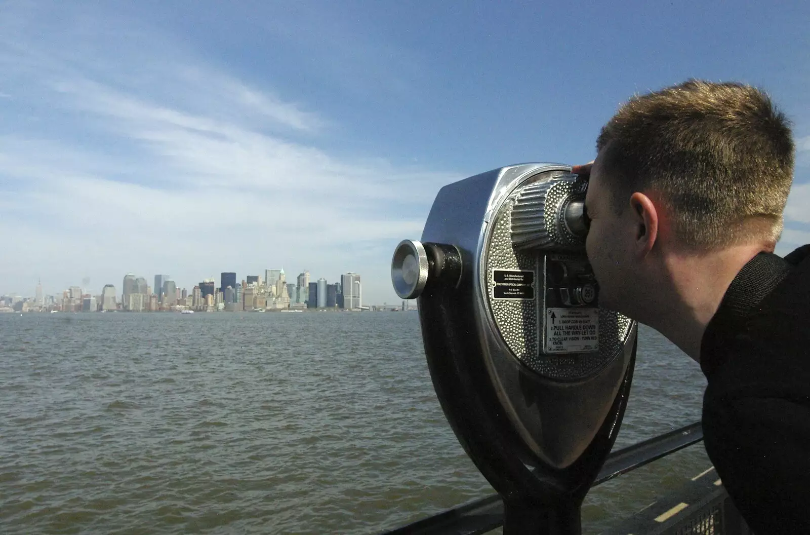 Nosher does the binocular things, from Liberty Island, A Helicopter Trip and Madison Square Basketball, New York, US - 27th March 2007