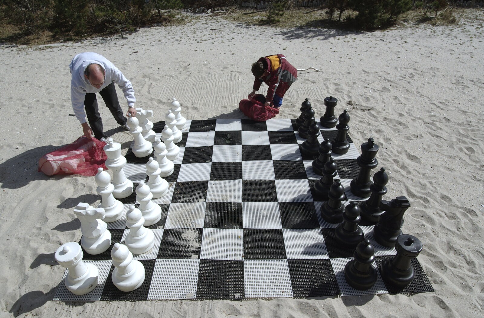 A Return to Fire Island, Long Island, New York State, US - 30th March 2007: Phil sets up a massive chess game