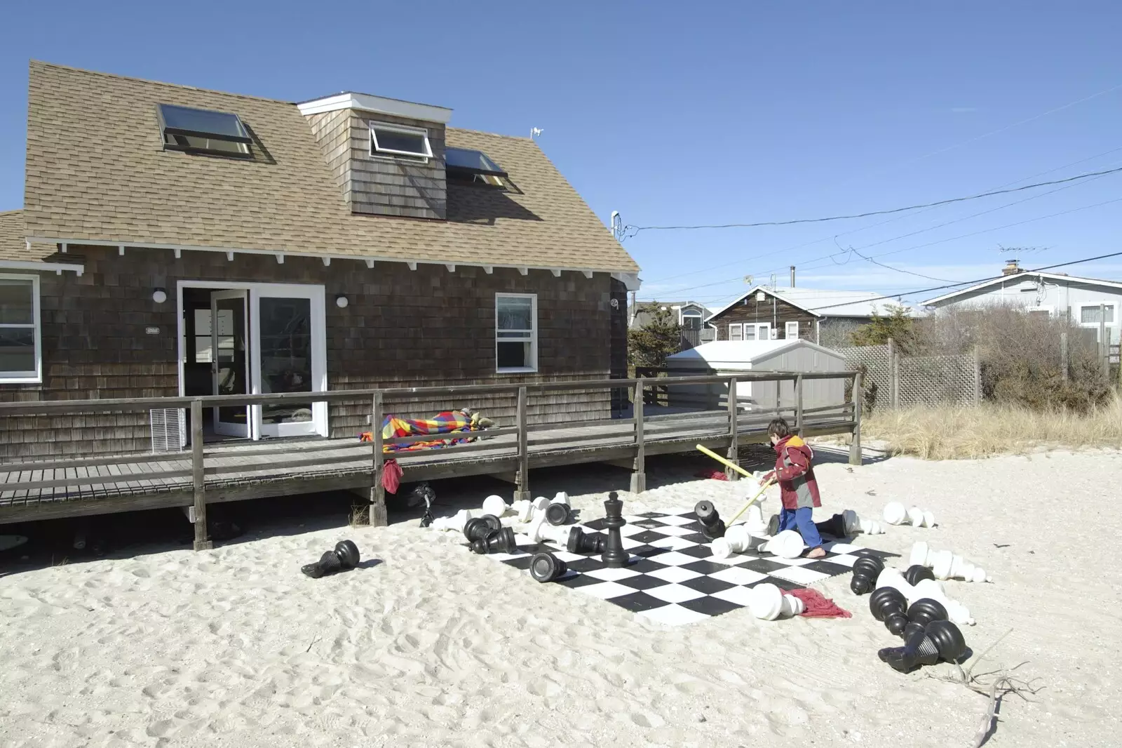 Chess on the sand, from A Return to Fire Island, Long Island, New York State, US - 30th March 2007