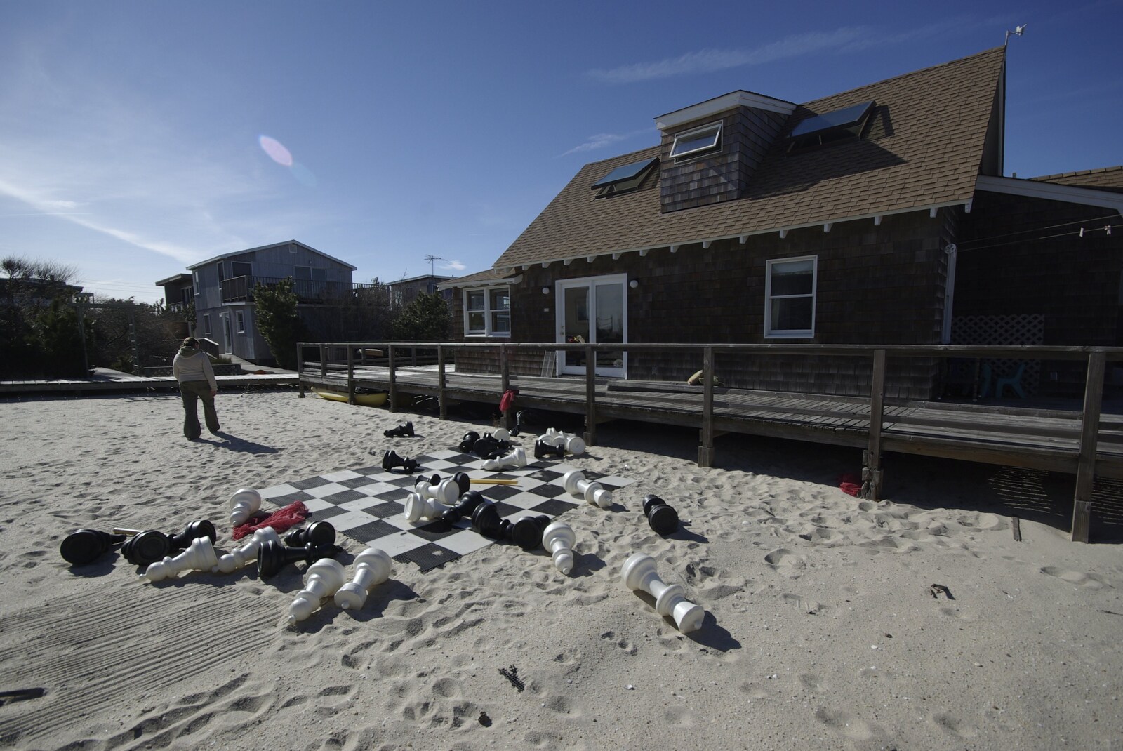 A Return to Fire Island, Long Island, New York State, US - 30th March 2007: The chess pieces are scattered