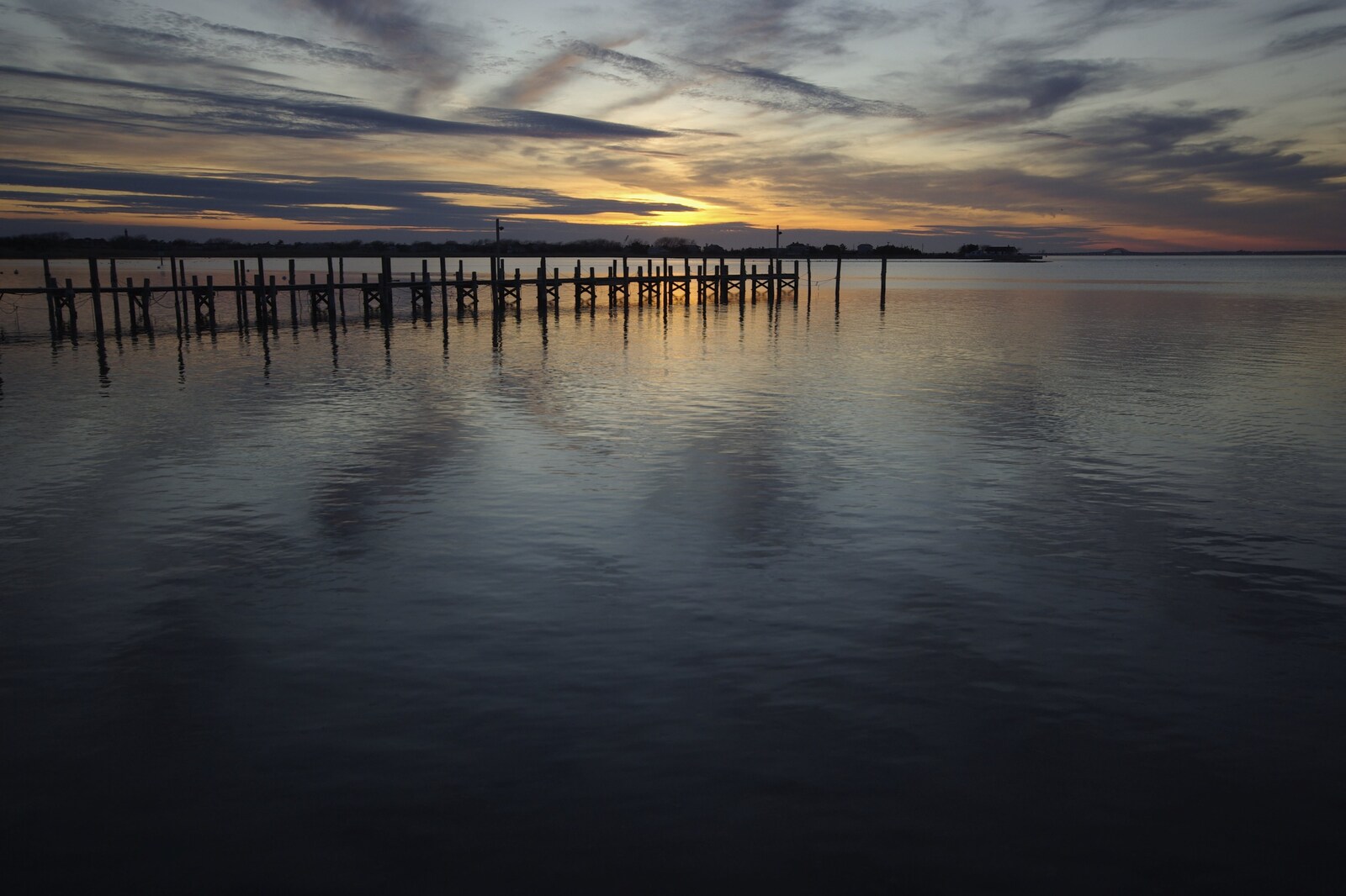 A Return to Fire Island, Long Island, New York State, US - 30th March 2007: Sunset over the old pier