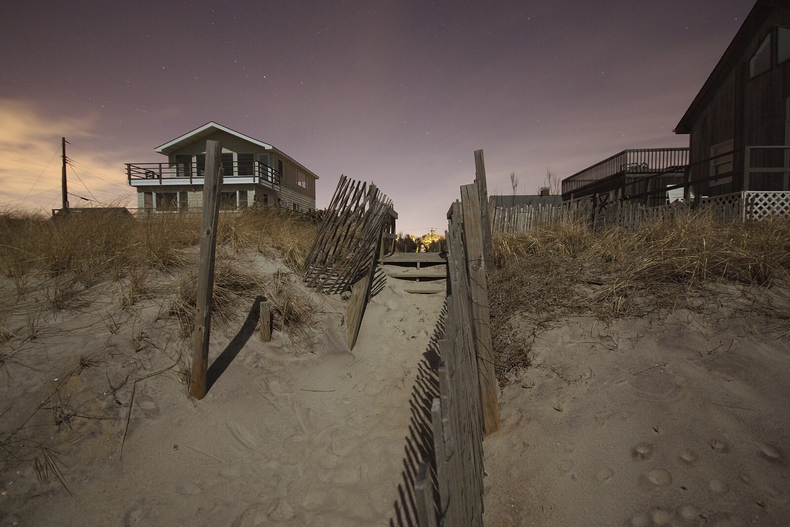 A Return to Fire Island, Long Island, New York State, US - 30th March 2007: The fenced-off path leading to the beach
