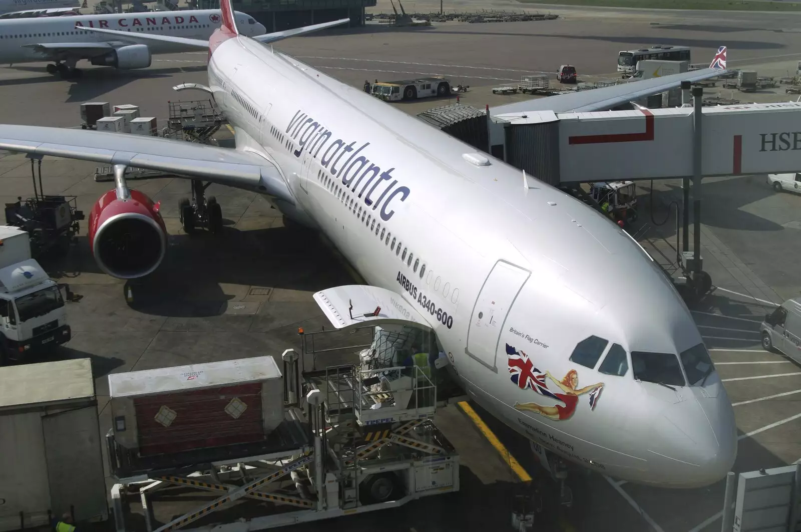 A Virgin Atlantic A340-600 parked at Heathrow, from A Return to Fire Island, Long Island, New York State, US - 30th March 2007