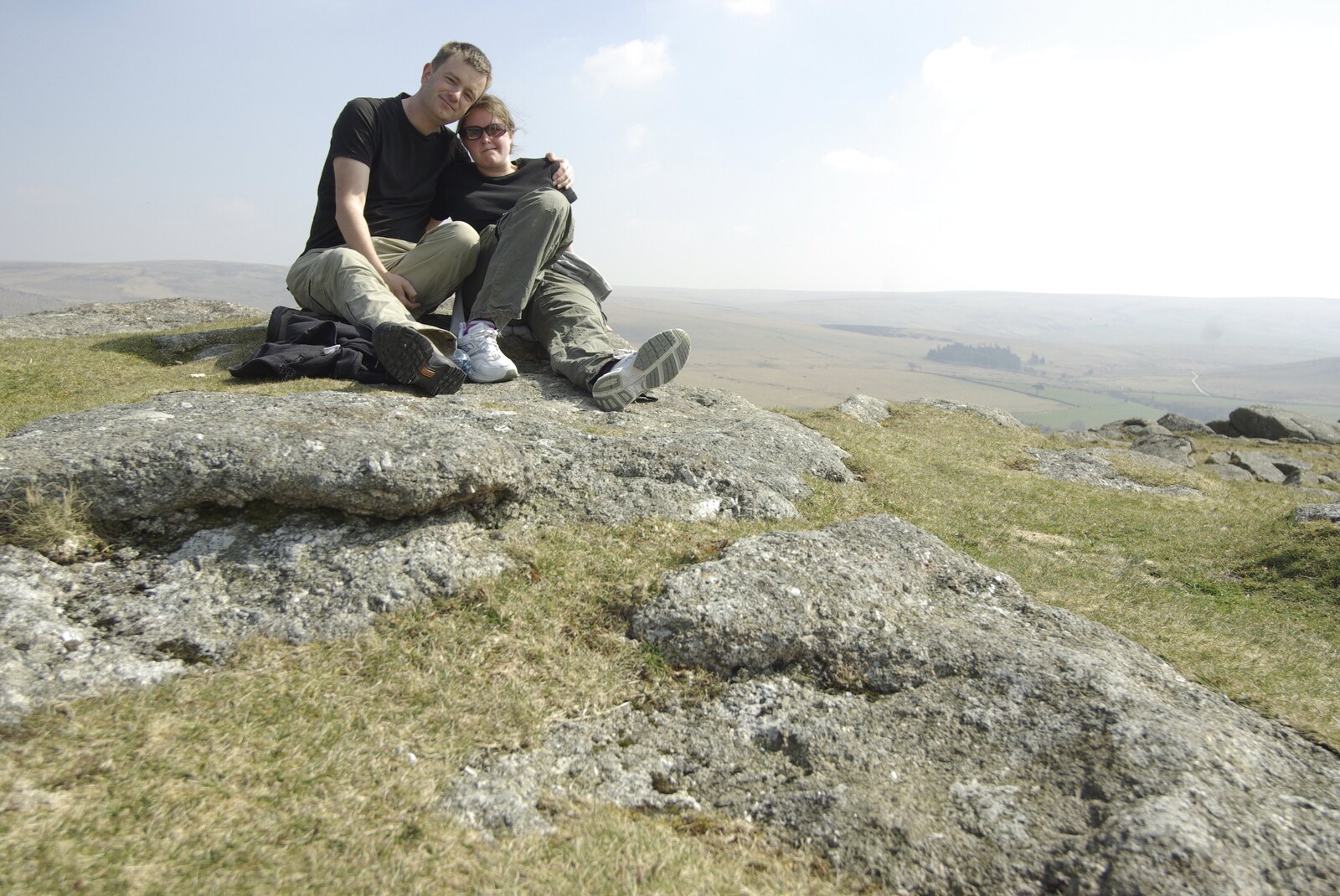 Nosher and Isobel on Sheepstor from A Walk up Sheepstor and Visiting Sis and Matt, Dartmoor and Chagford, Devon - 9th April 2007