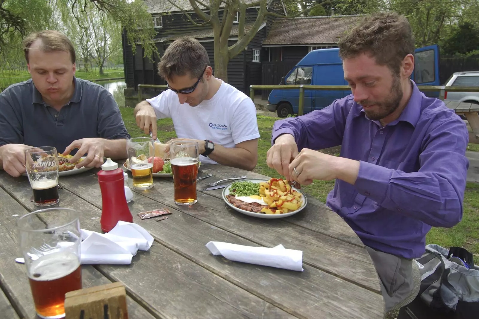 Nick ketchups his chips, from Science Park Demolition, Bjarne Stroustrup, and Taptu/Qualcomm Miscellany, Cambridge - 29th April 2007