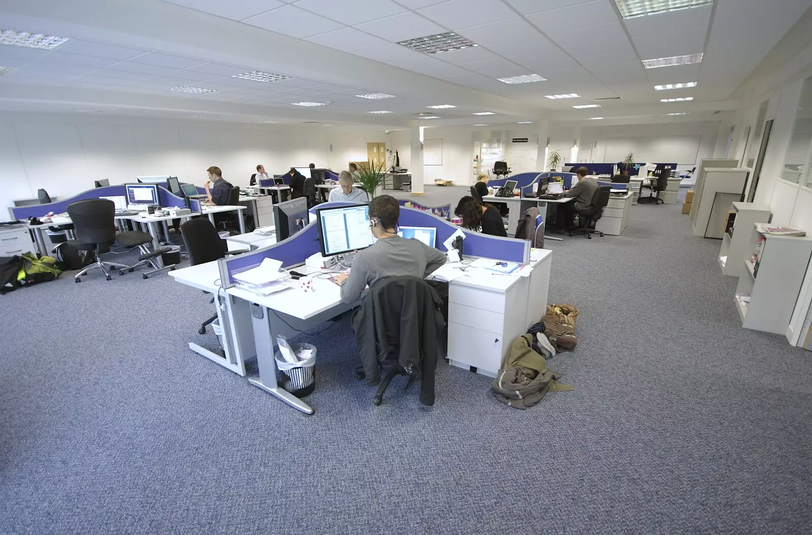 A view of Marc, and Nosher's desk on the very left, from Science Park Demolition, Bjarne Stroustrup, and Taptu/Qualcomm Miscellany, Cambridge - 29th April 2007