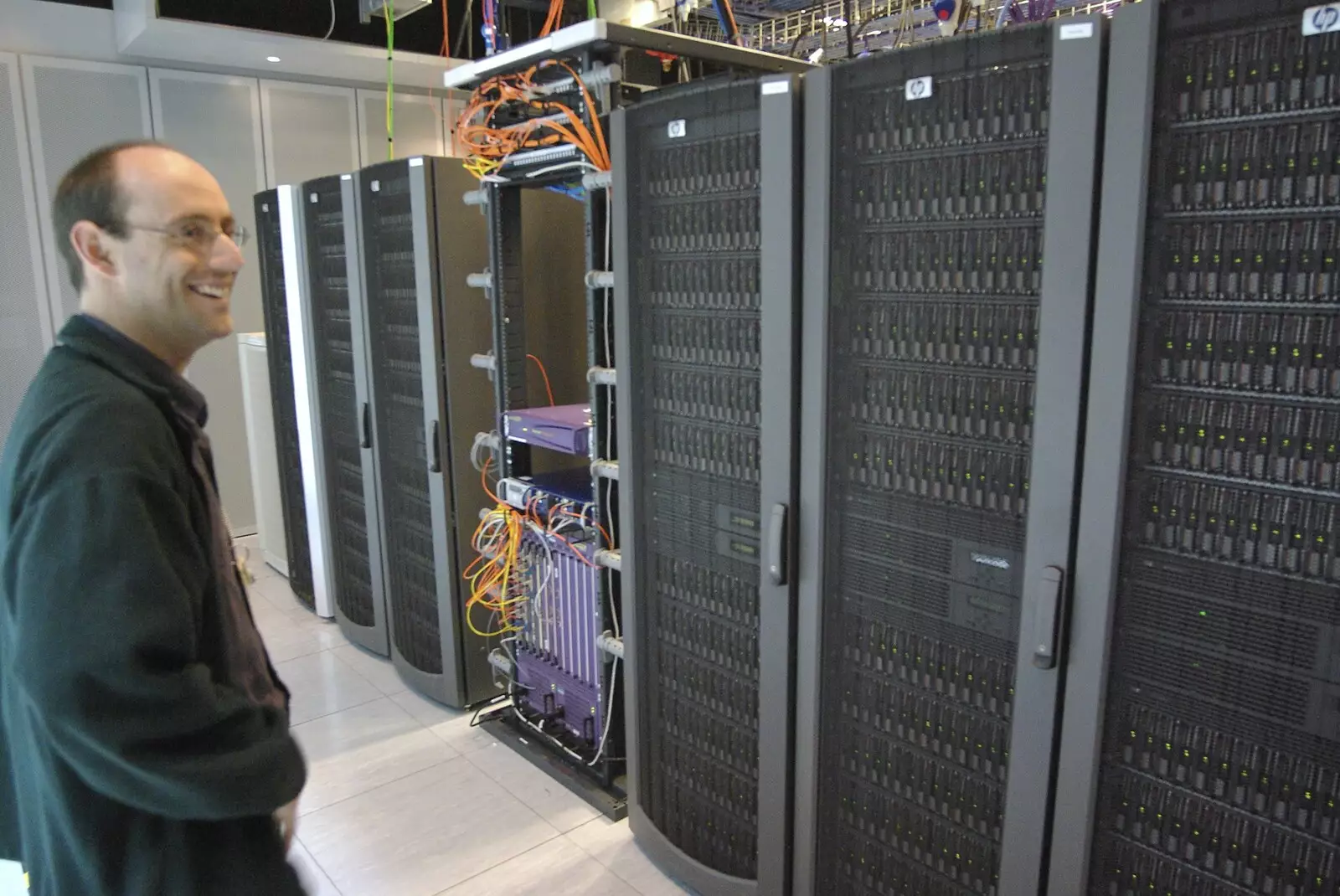 Dave and the Data Centre: the larger cabinet is 84 terabytes, from Visiting Dave Dood at Sanger - The Sequel, Hinxton, Cambridge - 3rd May 2007