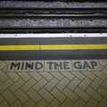 2007 At Victoria tube station, an iconic 'Mind The Gap' sign on the platform