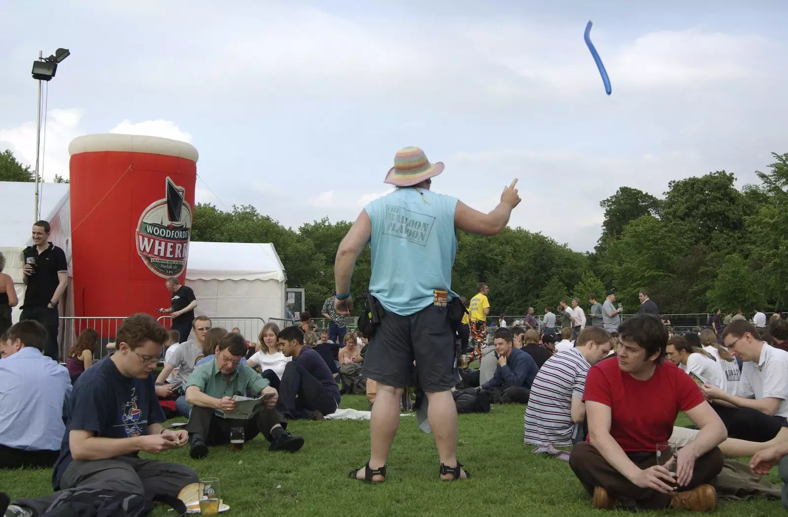 A balloon guy flings balloons at people, from The Cambridge Beer Festival, Jesus Green, Cambridge - 24th May 2007